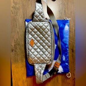 MZ Wallace Quilted Fanny/Sling Bag, Silver